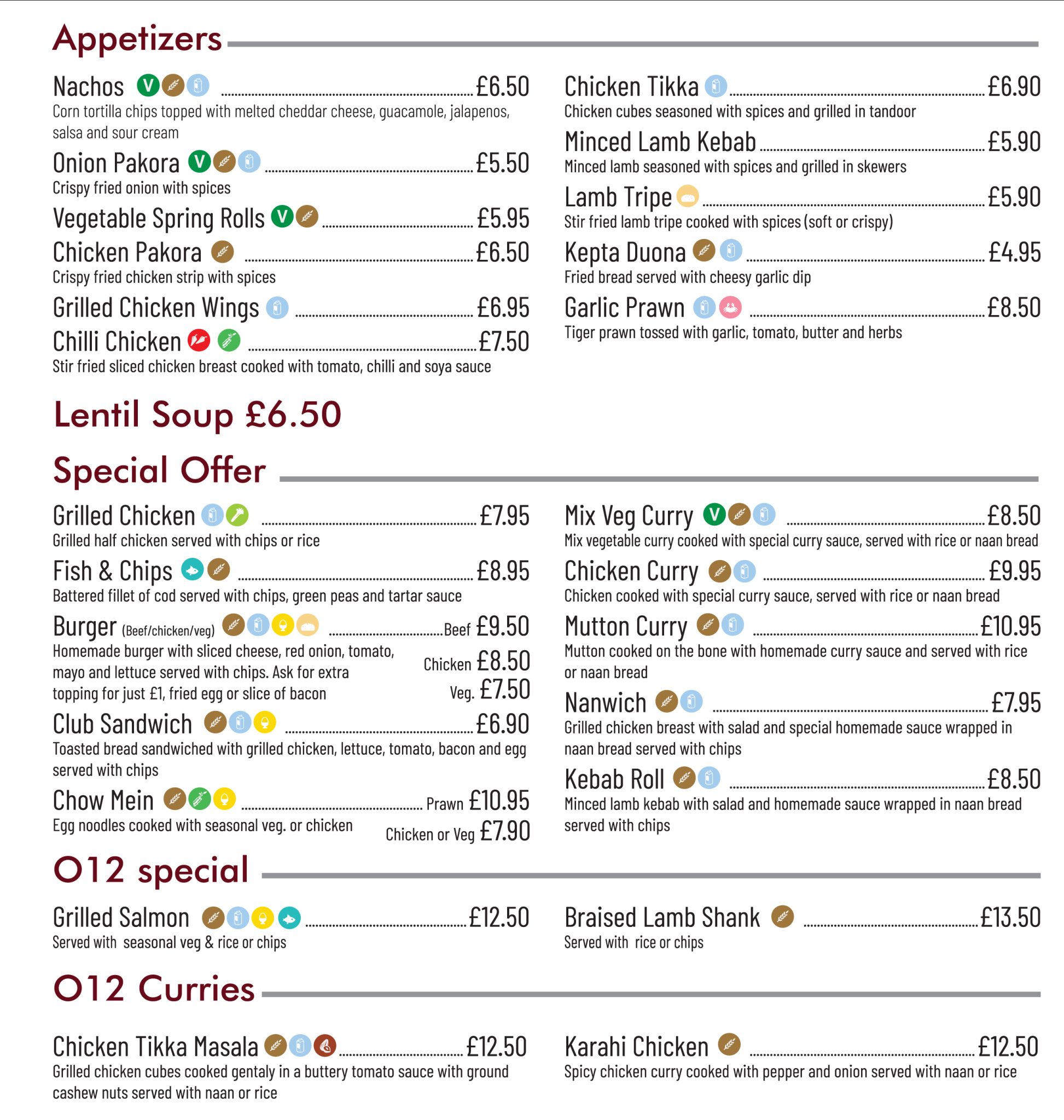 Food & Drink menu Restaurant and bar stratford O12 BAR Bar